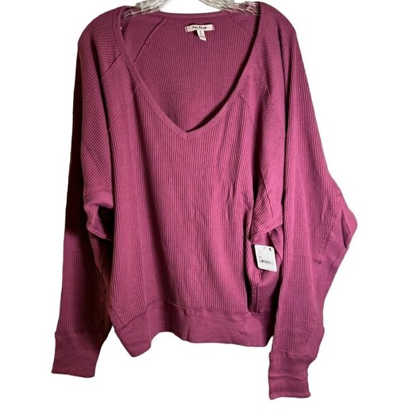 Nwt Free People "Santa Clara" Women's Thermal Top Mulberry Size M - Picture 2 of 11